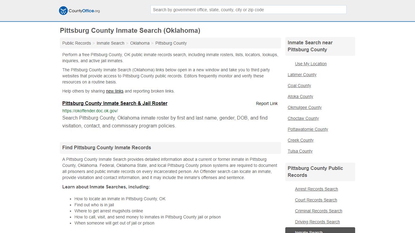 Inmate Search - Pittsburg County, OK (Inmate Rosters ...