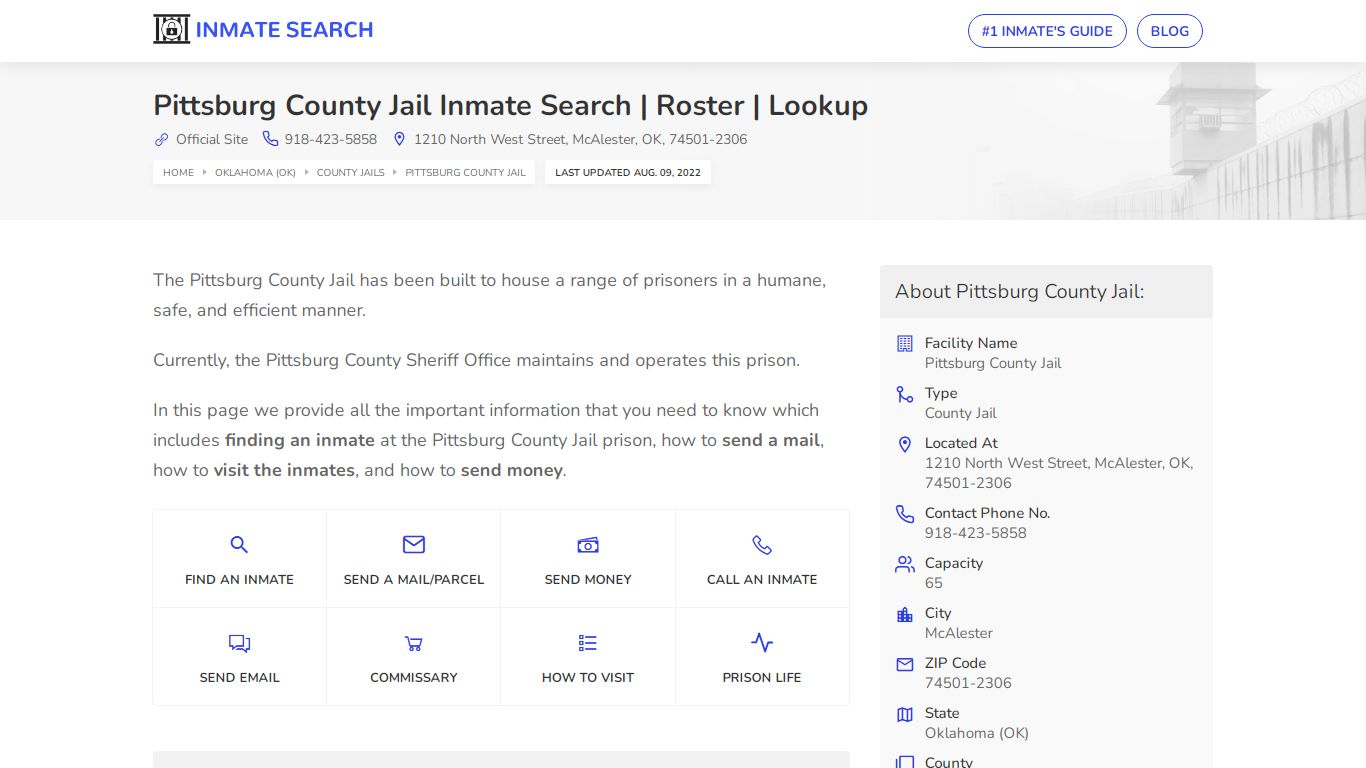 Pittsburg County Jail Inmate Search | Roster | Lookup