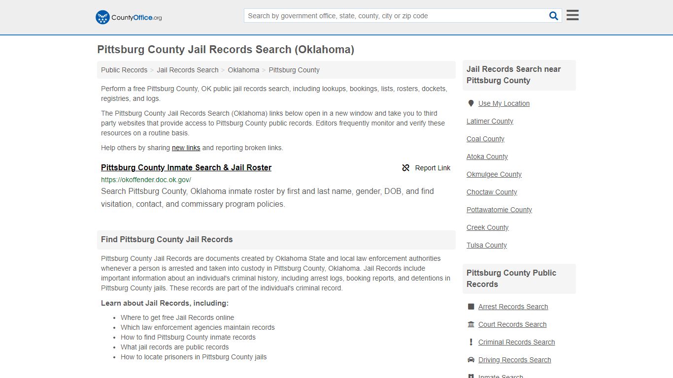 Jail Records Search - Pittsburg County, OK (Jail Rosters ...